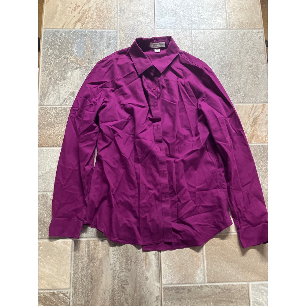 Coldwater Creek Womens Purple Button Down Long Sleeve NO IRON Shirt Size 10-12